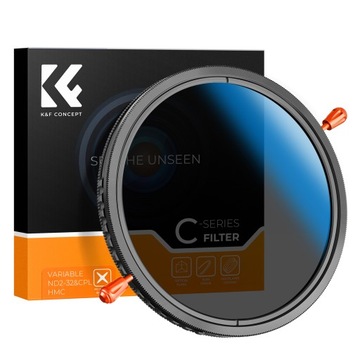 Filtr 77mm Polaryzacyjny + Szary regulowany ND2-32 Nano C K&F CPL ND2-ND32