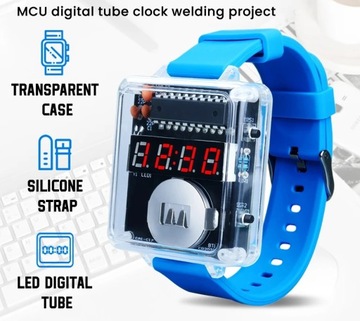 Электронные наручные часы со светодиодным дисплеем для пайки.