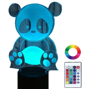 Lampka Nocna 3D LED Miś Panda Grawer Imię Prezent