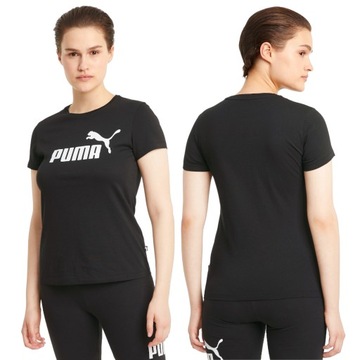 Koszulka Damska Krótki Rękaw Bawełniana Sportowa Logo Czarna T-Shirt XS