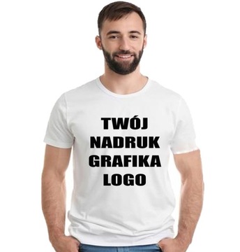 T-shirt KOSZULKA z własnym NADRUKIEM NAPISEM GRAFIKĄ LOGO FIRMY