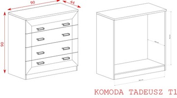 Вместительный комод TADEUSZ T1 - 2 ЦВЕТА