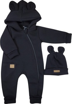 Kombinezon z ocieplanej dresówki + czapka black 56