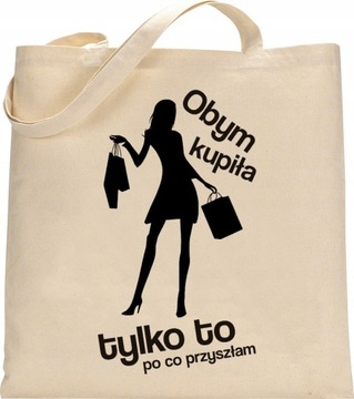 EKO TORBA ZAKUPOWA SHOPPERKA ŚMIESZNE NAPISY GRUBA BAWEŁNA - RW14