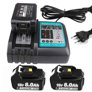 ŁADOWARKA DC18RC ZESTAW + AKUMULATOR 18V 8,0Ah 2szt DO Makita BL1850 BL1860