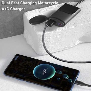 Motocyklowa ładowarka do telefonu Dual USB QC 3.0 Motocyklowa 46