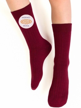 STEVEN bezuciskowe MERINO WOOL 130 bordo # 20-22