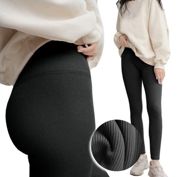 LEGGINSY z WYSOKIM STANEM PRĄŻKOWANE MODELUJĄCE BAWEŁNA KRYJĄCE - 908 XXL