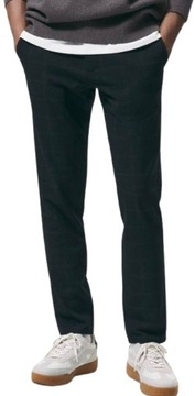 Spodnie eleganckie w kratkę The driver pant Comfort slim Zara czarne r.L