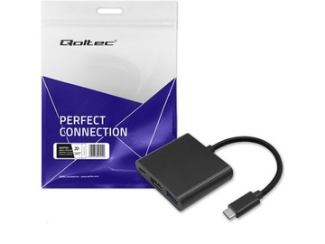 переходник USB-C -> HDMI 4K + USB 3.0 A + USB-C 3.1 PD 100W Qoltec 50430