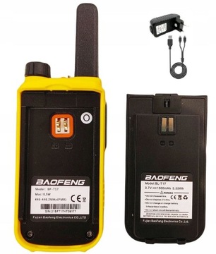 2 рации Baofeng BF-T17 + FM USB + ремешок, адаптер питания
