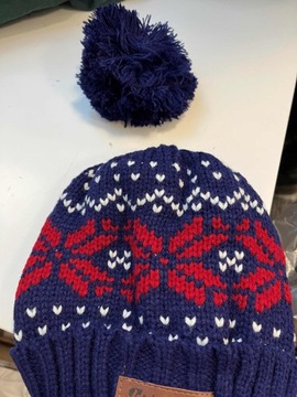 OUTLET! CZAPKA ZIMOWA NORWESKA Z POMPONEM BEANIE CIEPŁA MĘSKA NORWESKI WZÓR