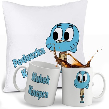ZESTAW GUMBALL KUBEK + PODUSZKA + IMIE