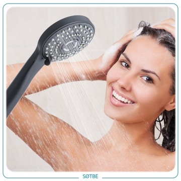 Słuchawka prysznicowa czarna 3 zakresowa WODOOSZCZĘDNA Anti-Calc Natryskowa