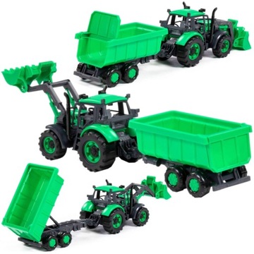 DUŻY TRAKTOR ŁADOWARKA Z PRZYCZEPKĄ PROGRESS 44cm