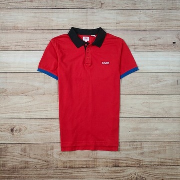 LEVI'S Koszulka Polo Męska Czerwona Logowana r. S