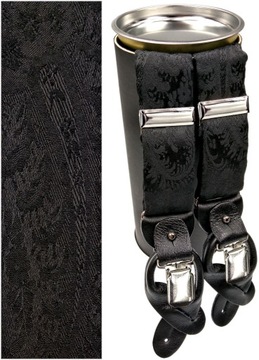 Szelki 2w1 tkanina JEDWAB CZARNY wzór w ORNAMENTY