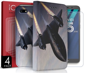 2W1 ETUI DO HUAWEI Y5 2018 WZORY + SZKŁO 4SZT