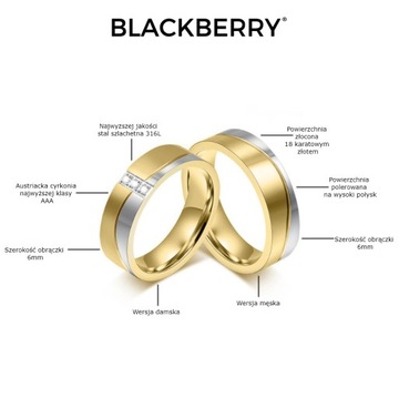 KO11 ZŁOTE SREBRNE OBRĄCZKI ŚLUBNE STAL 316L PARA