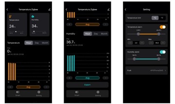 Czujnik TEMPERATURY WILGOTNOŚCI ZIGBEE TUYA LCD -10+55 SMART Monitor excel