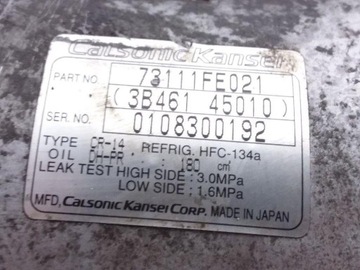 73111FE021 KOMPRESOR KLIMATIZACE 2.0 I 92 2000 SUBARU IMPREZA SEDAN (GC)