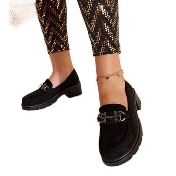 Czarne Skóra ekologiczna Buty Mokasyny r.40