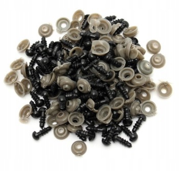 100 BEZPIECZNE OCZY czarne OCZKA zaciskowe 8mm
