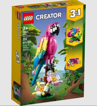 LEGO 31144 Creator 3в1 ЭКЗОТИЧЕСКИЙ РОЗОВЫЙ ПОПУГАЙ + ЛЯГУШКА + РЫБА В ПОДАРОК