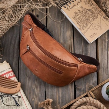 СТИЛЬНАЯ КОЖАНАЯ НАСТЕННАЯ СУМКА, КОРИЧНЕВАЯ, КОНЬЯК