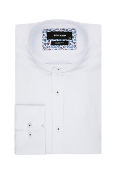 РУБАШКА МУЖСКАЯ, БЕЛАЯ ВООРОТНИК-СТОЙКА, CLASSIC ELEGANT: XL