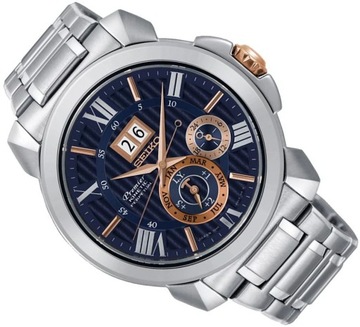 ZEGAREK MĘSKI SEIKO SNP153P1 PREMIER Z WIECZNYM KALENDARZEM KINETIC 43mm