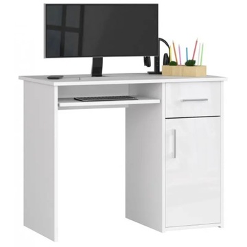 Biurko pod komputer laptop PIN biały połysk 90cm AKD