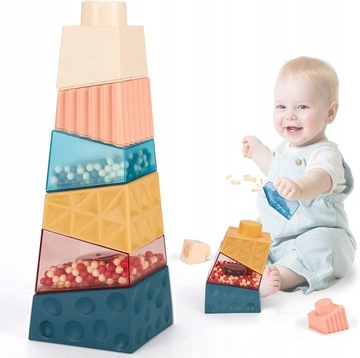 Montessori Silikonowe klocki do układania w stosy dla dzieci
