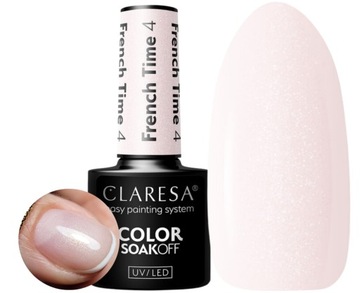 CLARESA FRENCH TIME 4 LAKIER HYBRYDOWY FRENCH MANICURE PERLISTY RÓŻ Z DROB