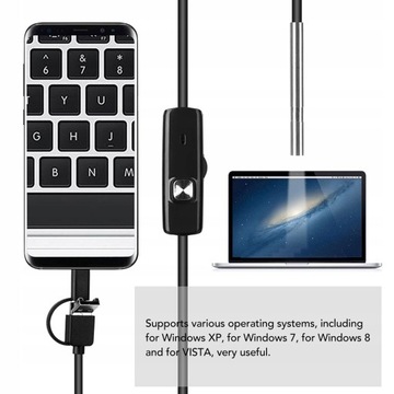 KAMERA ENDOSKOPOWA INSPEKCYJNA TELEFON PC 5m