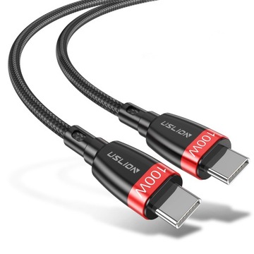 USLION USB-C Type-C PD КАБЕЛЬ 100 Вт для быстрой зарядки 1 м
