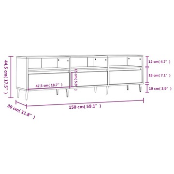 Подставка под телевизор, черная, 150х30х44,5 см, материал Dr.