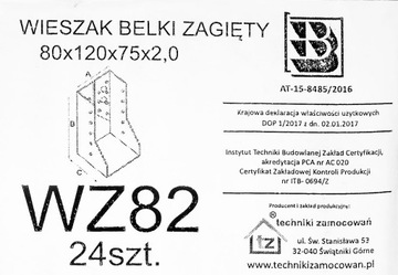 WIESZAK BELKI 80 x 120 wspornik łącznik WZ82 24szt