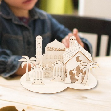 Ид Мубарак Деревянное украшение 3D-головоломка в сборе с замком в креативном стиле D