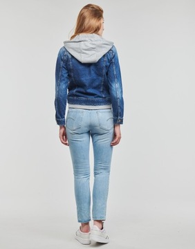 DESIGUAL kurtka jeans + bluza 2w1 JACKSONVILLE S 36 kaptur broszka