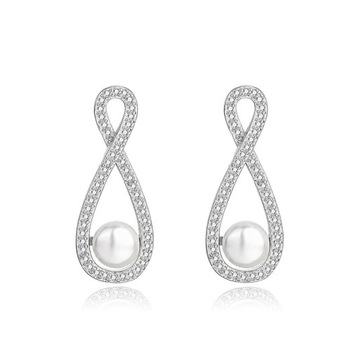 Creative Infinity S925 Sterling Silver Pearl Kolczyki sztyfty dla kobiet