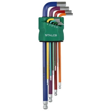 KLUCZE SZEŚCIOKĄTNE EXTRA DŁUGIE Z KULKĄ 1.5-10MM STALCO S-46384