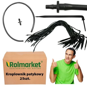 KROPLOWNIK PATYKOWY KĄTOWY 50 cm do linii kroplującej 25 szt ZESTAW