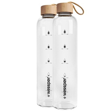 Большая мотивационная стеклянная бутылка для водных напитков 1л Wessper Activemax 1000мл