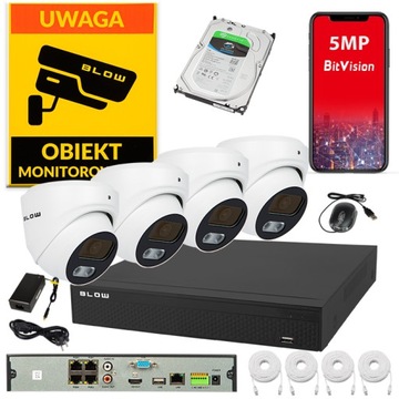 Zestaw MONITORINGU PoE 4 kamery IP 5MP dysk 2TB
