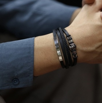 Мужской браслет ДЕРЕВО СЧАСТЬЯ с гравировкой ПОДАРОК