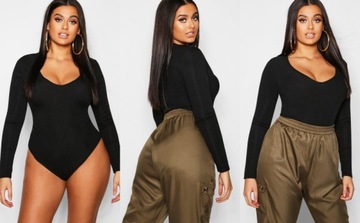 3H0A19 A02 BOOHOO PLUS CZARNE BODY W PRĄŻKI XXL
