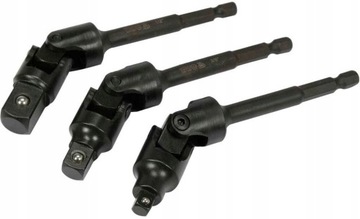 ADAPTERY Z PRZEGUBEM DO NASADEK 1/4 3/8 1/2 3 SZT.
