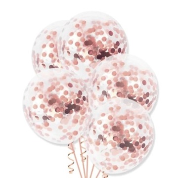 Balony Transparentne z Konfetti Rose Gold 100szt