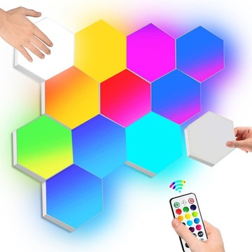 10xDOTYKOWA LAMPA MODUŁOWA ZIMNY LED RGB+PILOT